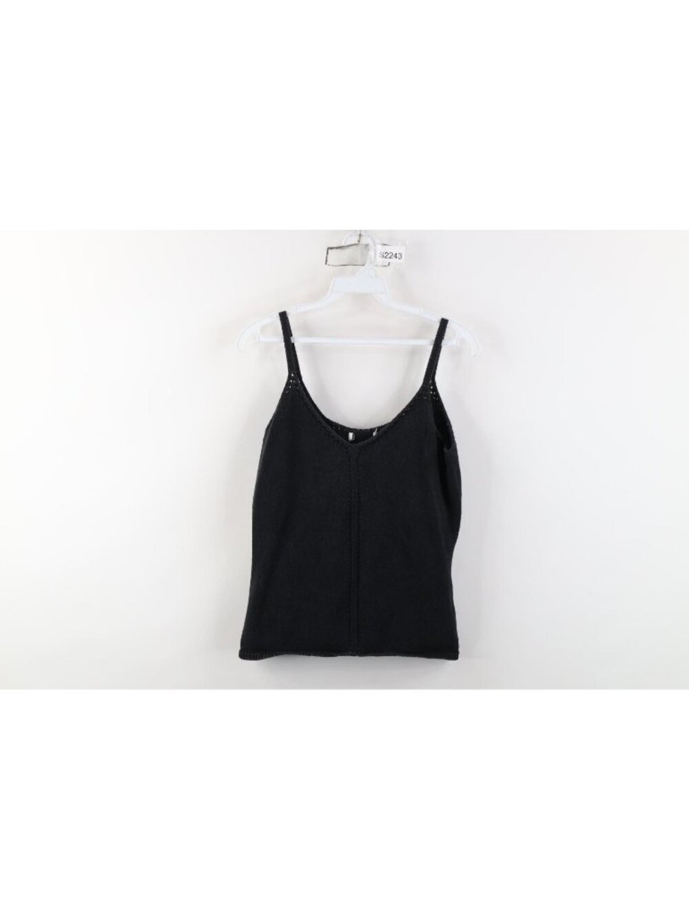 Vintage 90s Y2K Babydoll Womens Medium Faded Cropped Knit Tank Top Shirt Black
